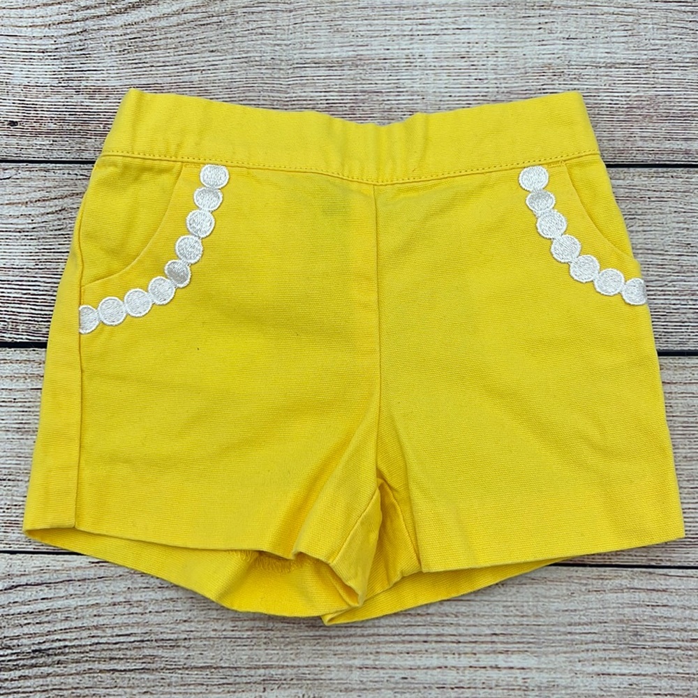 Janie and Jack Yellow and White Elastic Waist Pull On Shorts Girls Size …